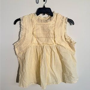 NWT Calypso St. Barth Soft Yellow Ruffle Sleeveless Blouse – Size M